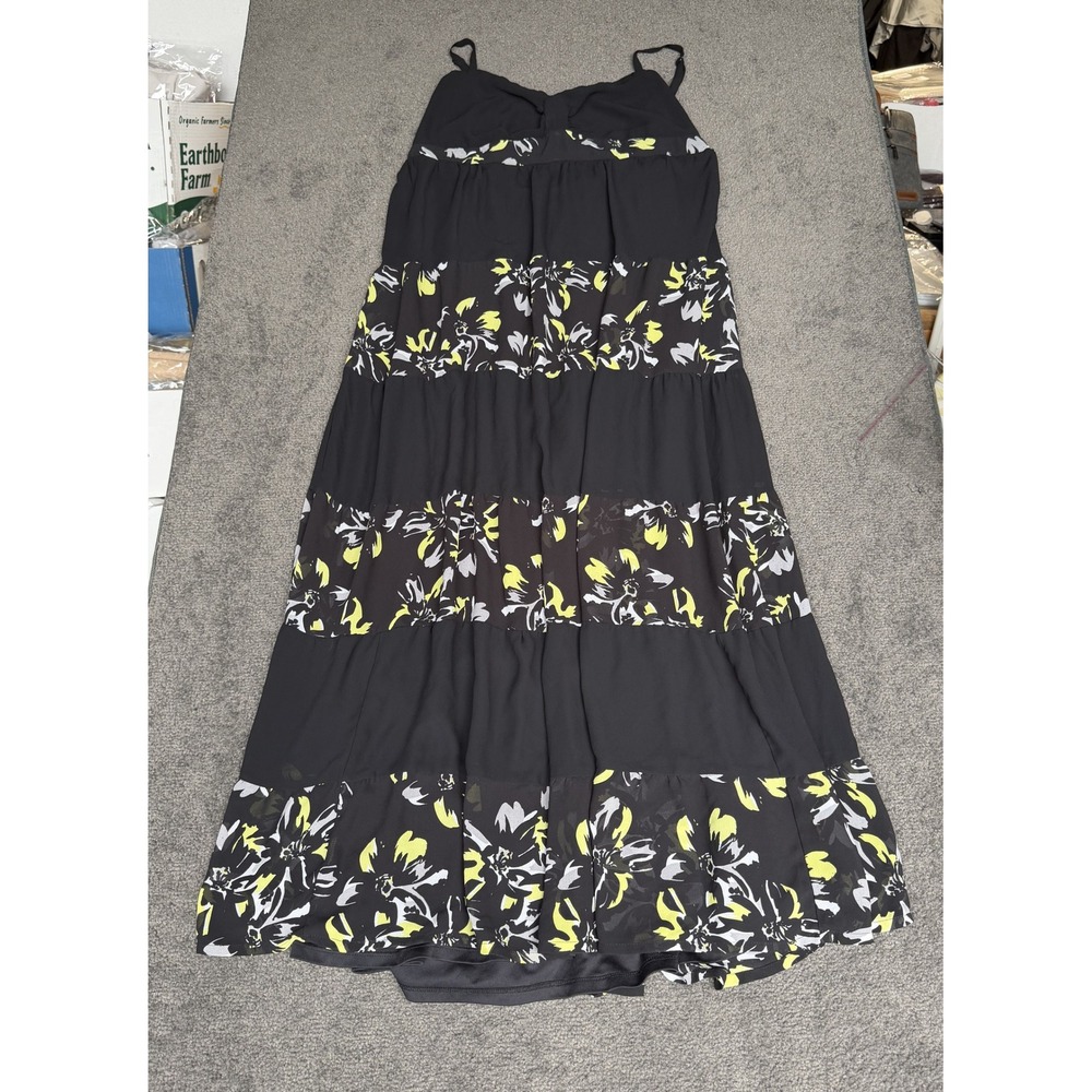 Torrid Black Yellow Floral Tiered Maxi Dress Smocked Back Size 0 L XL 500526